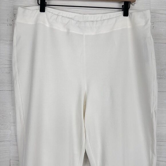 Eileen Fisher Pull On Pants Women L Washable Stretch Crepe Slim Ankle White - Picture 3 of 14